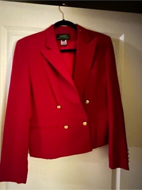 Ralph Lauren Vibrant Red Double-Breasted Blazer with Gold Buttons
